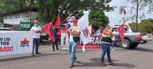 Trabajadores salen a protestar en Veraguas, en rechazo al anteproyecto de ley presentado por el MITRADEL.